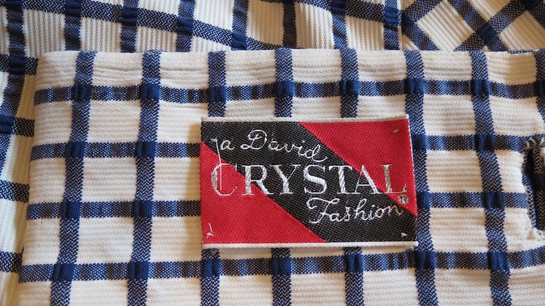 1960/'s David Crystal adorable navy and white check seersucker skirt suit size ML