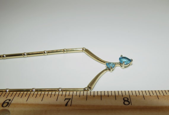 Blue Topaz and gold Vermeil V shaped necklace - image 4