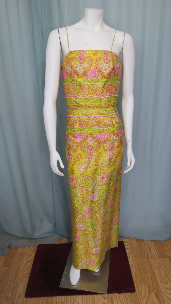 1960's Fanya San Francisco silk Maxi dress with cr