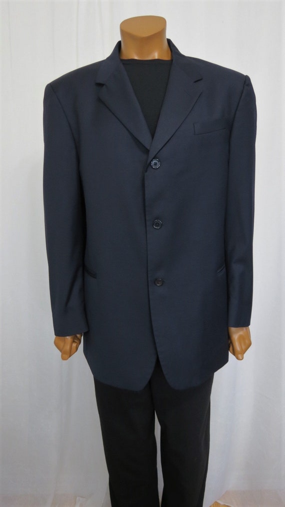 Donna Karan Made in Italy deep navy blue fine wool bl… - Gem