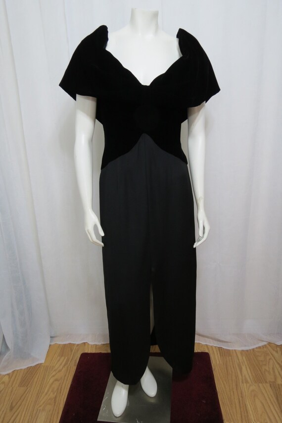 Scaasi boutique couture black silk and velvet even