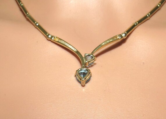 Blue Topaz and gold Vermeil V shaped necklace - image 3