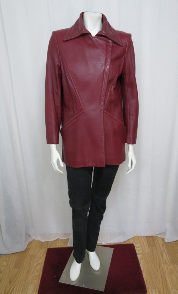 Rare Thierry Mugler Couture Burgundy leather Desig