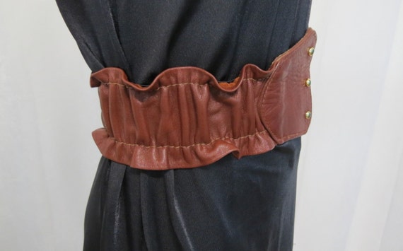 1970's Stretch luggage leather corset belt waist … - image 3