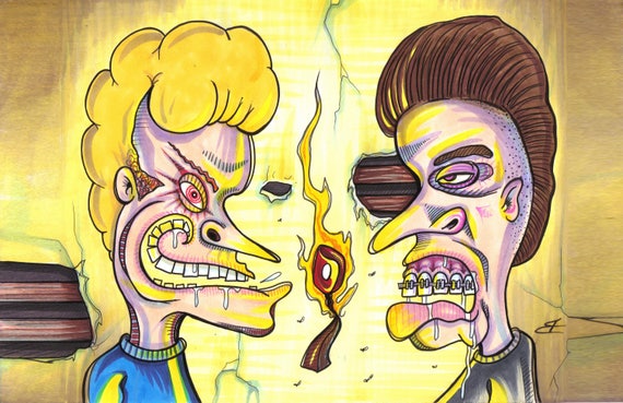 Beavis And Butthead Huh Huh Huh Fire 11x17 Signed Print Etsy