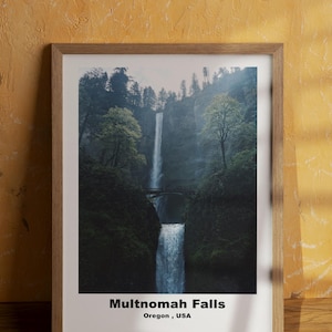 Multnomah Falls Oregon Wand Kunst Druck, pazifischer Nordwesten Wasserfall Fotografie, Natur Landschaft Poster, Reise Dekor, USA Malerische Wohnkultur