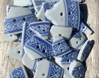 Sea Pottery Buttons, set of 3