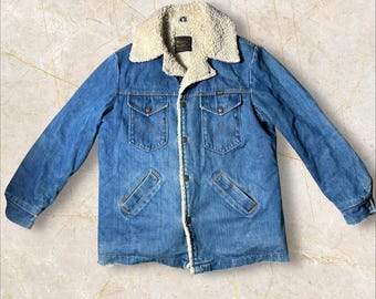 Vintage Wrangler Denim Jacket XL 70s Workwear Wrange Coat USA Made