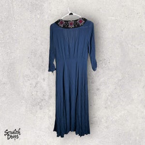 Free People Embroidered Midi Dress: Navy Boho Rayon, Size 6 image 5