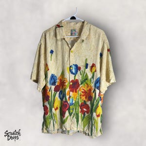 Jam&#39;s World Women&#39;s Size XL Rayon Shirt Floral Print Short Sleeve Summer Top