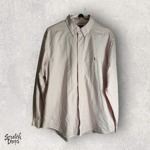 Ralph Lauren Mens Striped Dress Shirt Size 17 Long Sleeve Button Down Classic Fit Business Casual Preppy Cotton Work Office Top