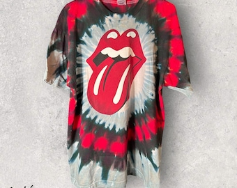 Vintage Rolling Stones Tie-Dye T-Shirt - Fruit of the Loom Retro Band Tee (XL)