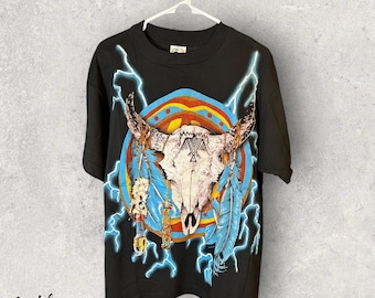 Vintage American Thunder T-Shirt Single Stitch Black Caribbean Dream Size Large