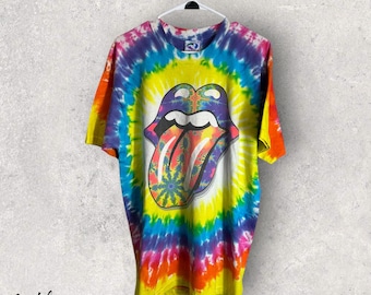 Vintage Liquid Blue Rolling Stones Tie Dye T-Shirt XL