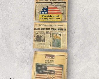 Vintage 1960s 1970s Presidential Newspapers Lot Truman Nixon Carter Political History News