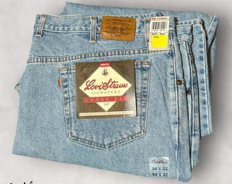 Vintage Levi's Strauss Signature 545 Men's Jeans NWT Deadstock W54 L32 Loose Fit