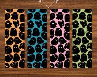 Cute Halloween Ghost Bookmarks | Spooky Laminated 2x7 Inch | Colorful One-Sided Ghost Pattern Bookmark for Readers