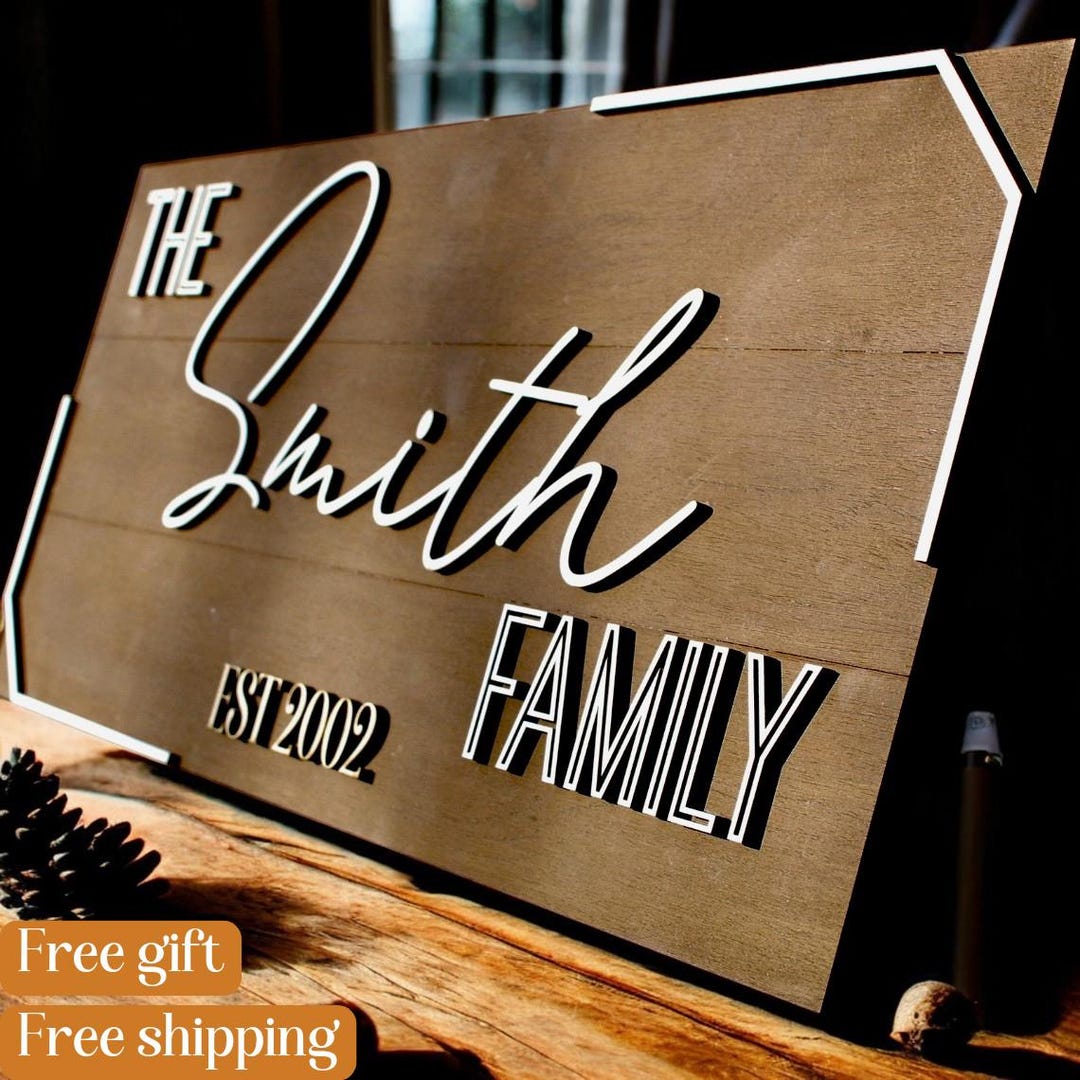 Custom Wood Family Name Sign, Established Date, Wedding Gift - Etsy