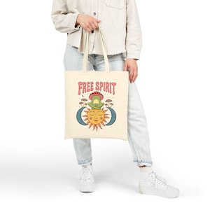 Boho katoenen canvas draagtas, Free Spirit chique markttas, hippie schoudertas, eco-vriendelijke boodschappentas, boho herbruikbare boodschappen