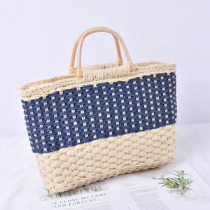 CLEARANCE  Large Straw Tote with Zipper, Women Handbag Purse, Cottagecore Market Basket, Beach/Wedding/Picnic
