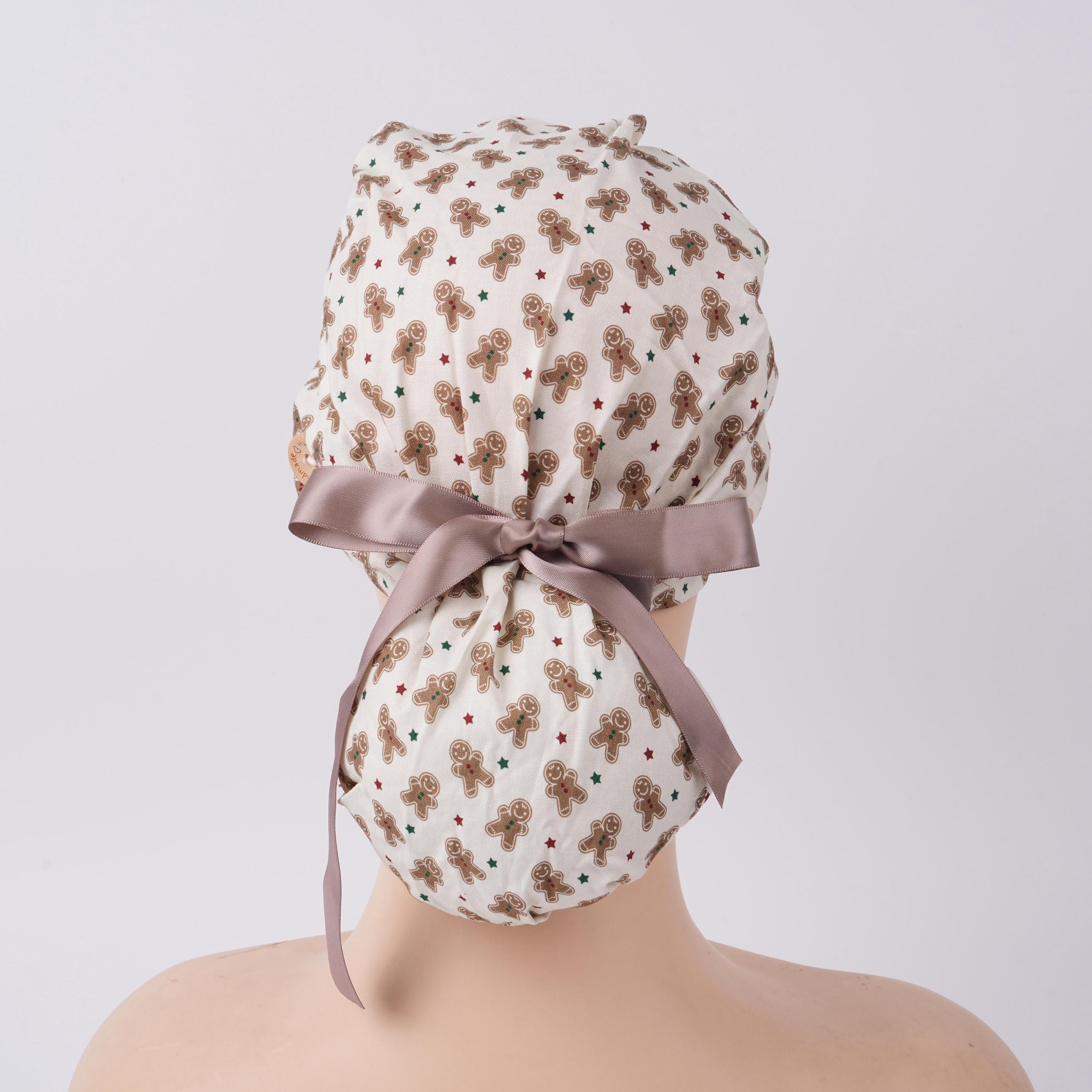 Ponytail Scrub Cap with Buttons, Sweatband & Double-Sided Print Ponytail Holder Scrub Cap with buttons (ScrubCap-200  main image 4