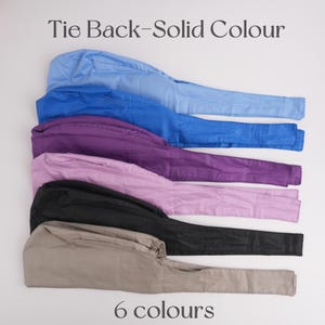 Solid Color Scrub Cap with Tie Back: Sweatband, Elastic Band, Comfy Cotton Fabric