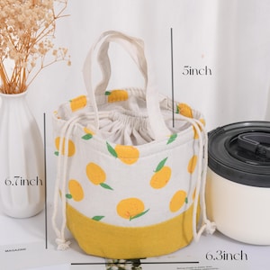 Fruit Insulated Lunch Bag: Drawstring/Zipper Closure, Cooler & Warmer Thermal Orange