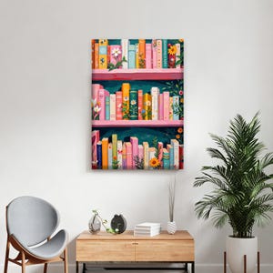 Whimsical Floral Bookshelf Paint by Numbers Kit | Colorful Floral Library Scene | DIY Reading Corner Art for Book Lovers & Home Decor image 7