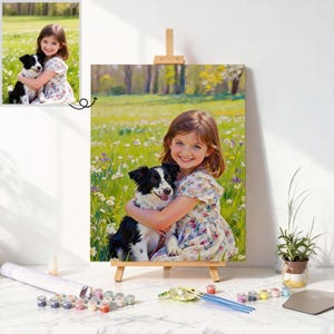 Custom Paint by Numbers Kit for Adults, DIY Portrait from Your Photo, Acrylic Painting Kit & Stress Relief Craft, Handmade Gift For Her afbeelding 2