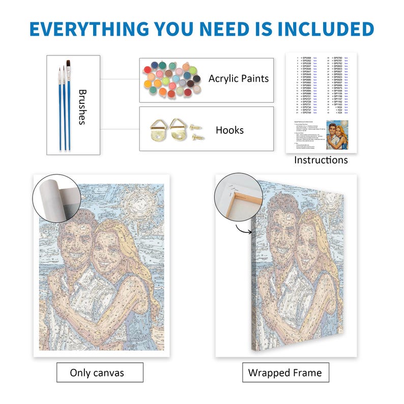 Custom Paint by Numbers Kit for Adults, DIY Portrait from Your Photo, Acrylic Painting Kit & Stress Relief Craft, Handmade Gift For Her afbeelding 10