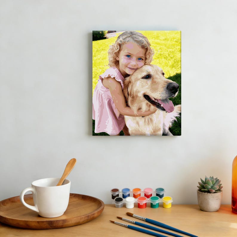 Custom Paint by Numbers Kit for Adults, DIY Portrait from Your Photo, Acrylic Painting Kit & Stress Relief Craft, Handmade Gift For Her afbeelding 7