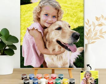 Custom Paint by Numbers Kit for Adults, DIY Portrait from Your Photo, Acrylic Painting Kit & Stress Relief Craft, Handmade Gift For Child
