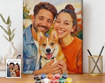Custom Paint by Numbers Kit from Your Photo, Personalized Art Kit for Beginners, DIY from Photo, Personalized Portrait, Family Portrait Gift