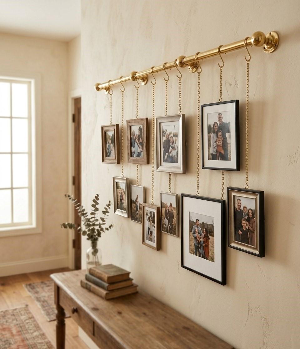Brass Picture Rail With Chain & S-hooks | Gallery Wall Rail System ...