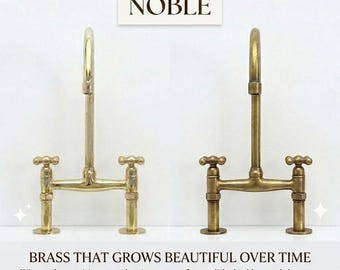 Solid Brass Bridge Kitchen Faucet – Unlacquered Living Finishes, Pot Filler, Side Spray