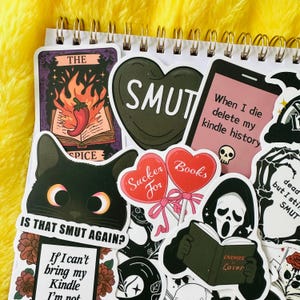 50 Dark Smut Aufkleber, Dark Romance Bookish Kindle Sticker Pack, Smutty Lesen Themed, wasserdichte Laptop Aufkleber, Geschenk für Buchliebhaber