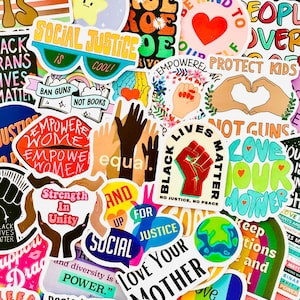 50 Equality Stickers, Social Justice Sticker Pack, Waterproof Sticker Bundle, Social Unity Stickers, Quote Stickers