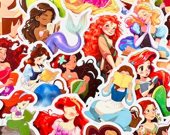 50PCS Princess Book Stickers: Waterproof Kindle, Laptop Decals