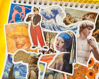 50 Famous Art &Paintings Stickers, Leonardo DaVinci Fun Gift Vinyl Sticker Pack Skateboard Laptop Car Decals