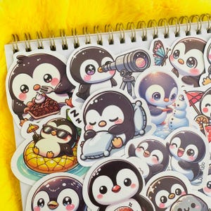 50 lustige Pinguin Sticker Pack Kawaii süße Meme Aufkleber Geschenk für Motorrad, Laptop, Gepäck, Wasserflasche