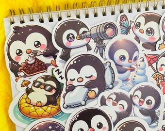 Lot de 50 autocollants pingouin drôles Kawaii Meme Stickers Stickers étanches