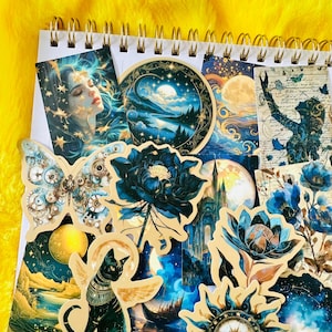 50 naklejek o tematyce Blue Moon, Dream Stars, estetyczny pakiet naklejek do Bullet Journal Diary Scrapbook Notebook