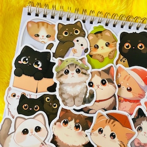 50 süße Katzenaufkleber (3) Kawaii Meme Lustiges Geschenk Wasserdichte Aufkleber Abziehbilder für Motorrad, Laptop, Wasserflasche, Skateboard