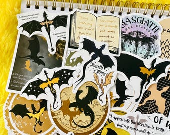 Conjunto de 50 adesivos do Dragão da Quarta Asa, Série Empírea, Adesivos de Vinil para Literatura