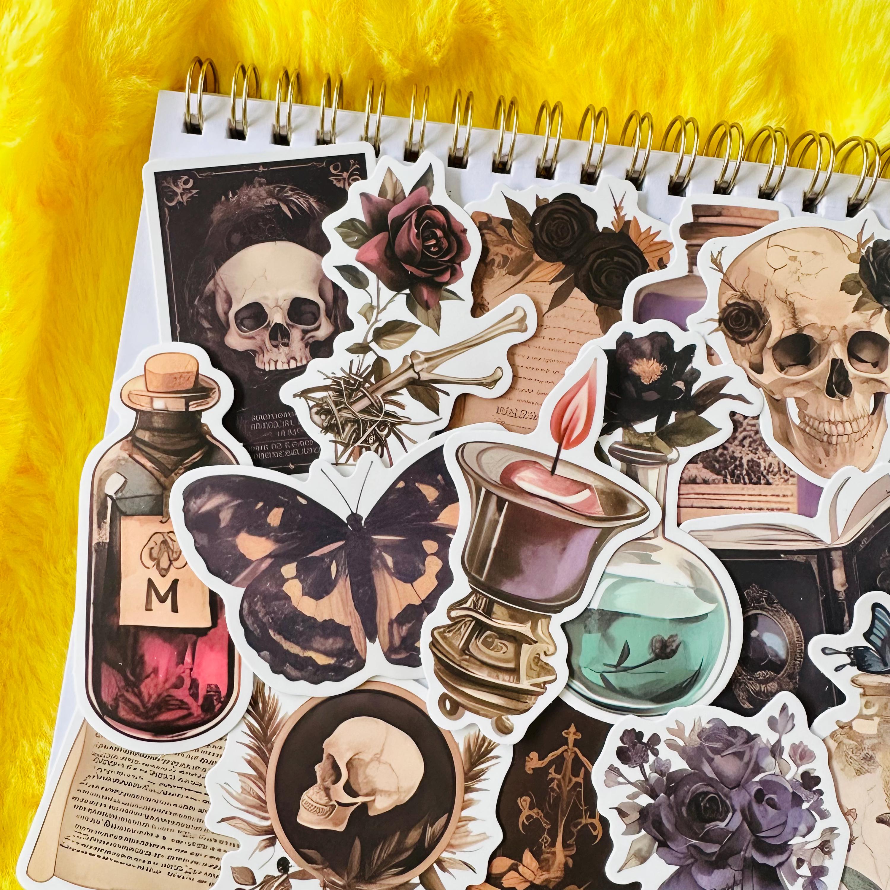 50 Cool Witch Stickers (10) Skull Gothic Sticker Pack, scrapbook planner Decal Luggage Laptop Water bottle Sticker