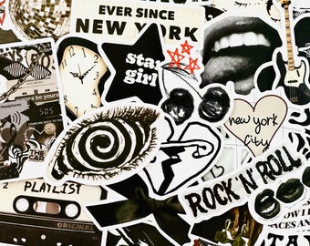 50 Black & White Downtown Girly Kindle Stickers, Pinterest Aesthetic Coquette Sticker Pack, Planner, Laptop Stickers