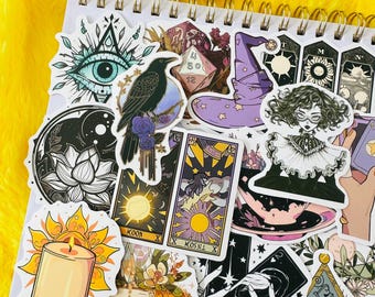 50 Magical Witch Stickers (3), Mystical Evil Eye Potion Bottle Wizard Kindle Sticker Pack Mystery Vinyl Sticker, Water bottle