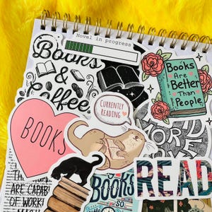 50 Book Stickers, Kindle Bookish Reader Themed Sticker Pack (2) Waterproof Book Nook, Water bottle Laptop Book Lover Gift