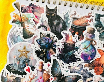 50 Cool Witch Stickers (4) Vinyl pack scrapbook planner Decal Water bottle Luggage Laptop Sticker