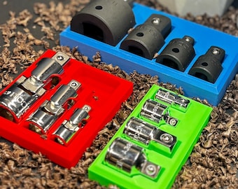 Socket Adapter Organizer for ICON Standard, Impact & Universal Joint Adapters, Magnetic base, Tool Tray/Holder/Organizer/Storage